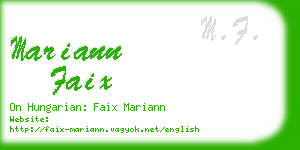 mariann faix business card